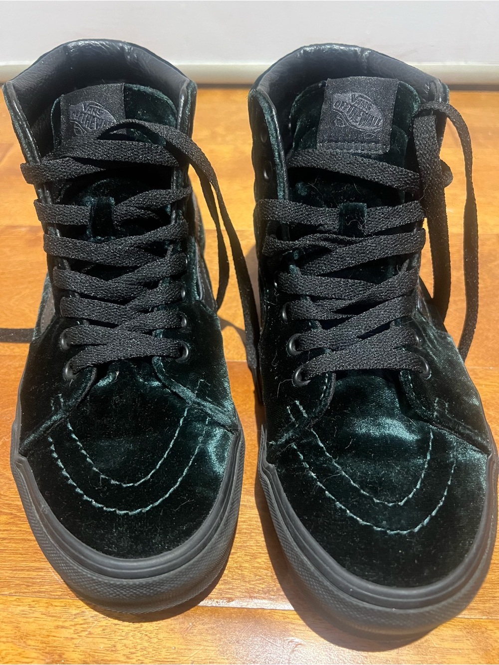 Vans Black & Dark Green Velvet High-Top Sneakers